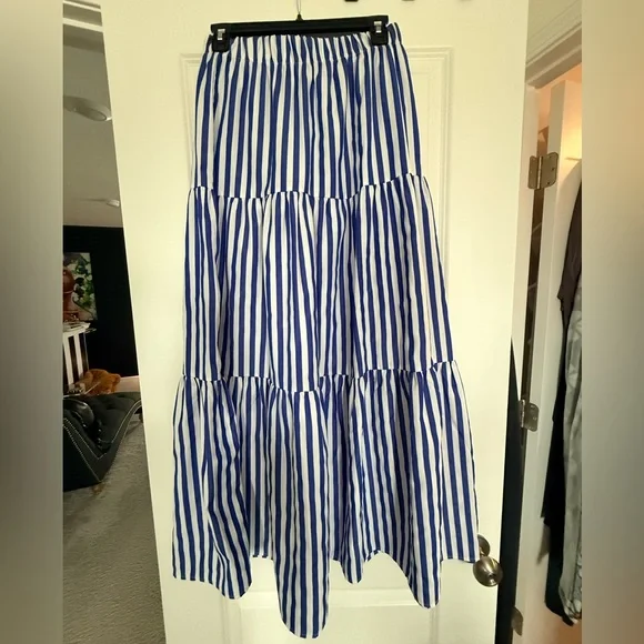 Blue and White Striped Women's Skirt - Picture 1 of 4